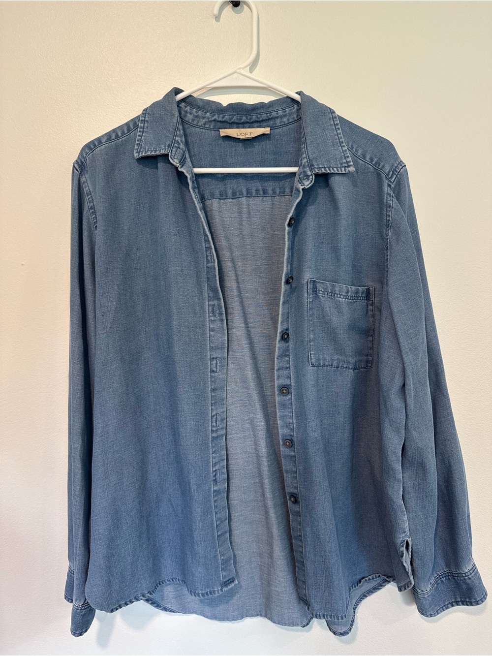 LOFT Light Blue Denim Button-Down Shirt